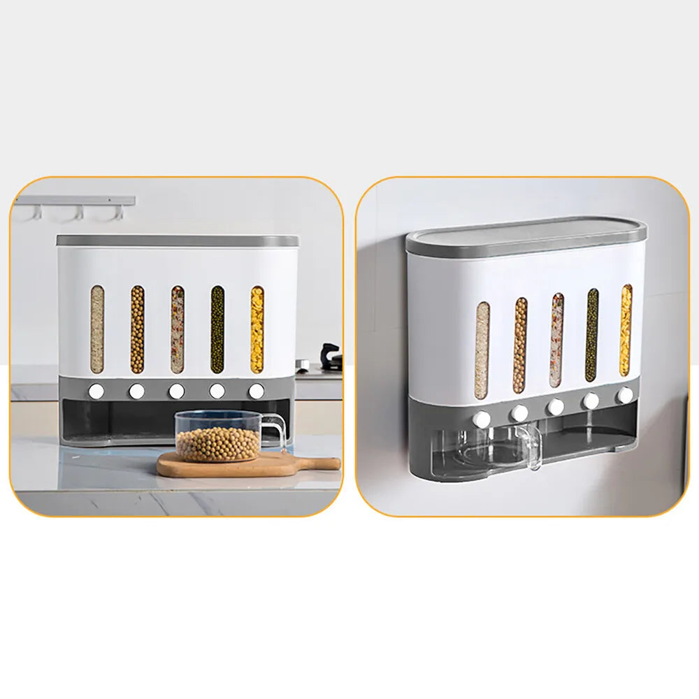 GrainVault™ | Wall-Mounted Multi-Grain Dispenser (9kg)